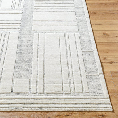 Molde Rug - 531220 by Surya in light silver, silver. Made from wool in a unique style.