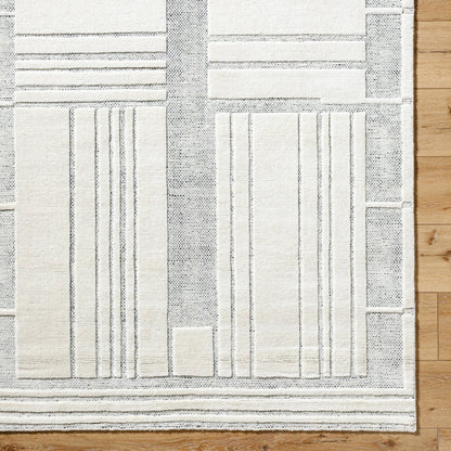 Molde Rug - 531220 by Surya in light silver, silver. Made from wool in a unique style.
