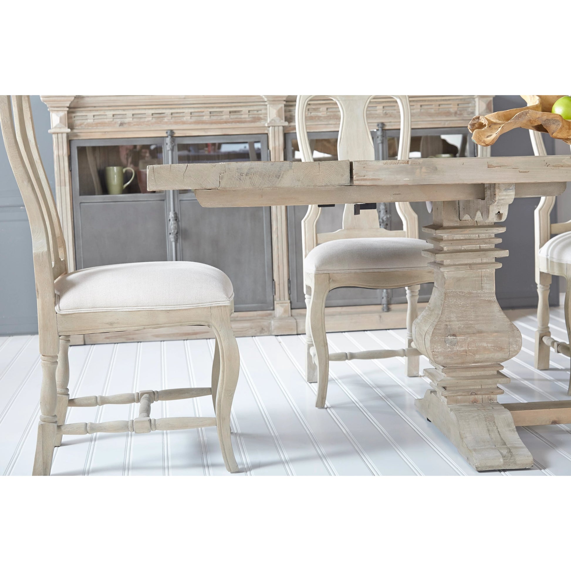 Monastery Dining Table by Essentials For Living in smoke gray pine. Made from reclaimed pine, reclaimed birch in a cottage & farmhouse style.