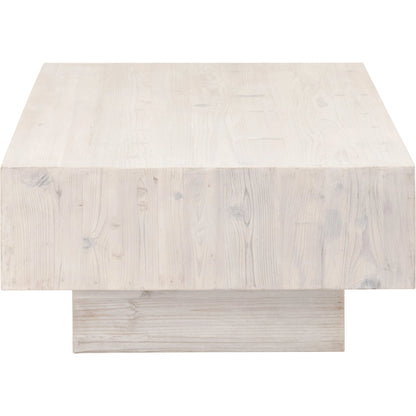 Montauk Coffee Table by Essentials For Living in white wash pine. Made from solid reclaimed pine wood in a modern style.