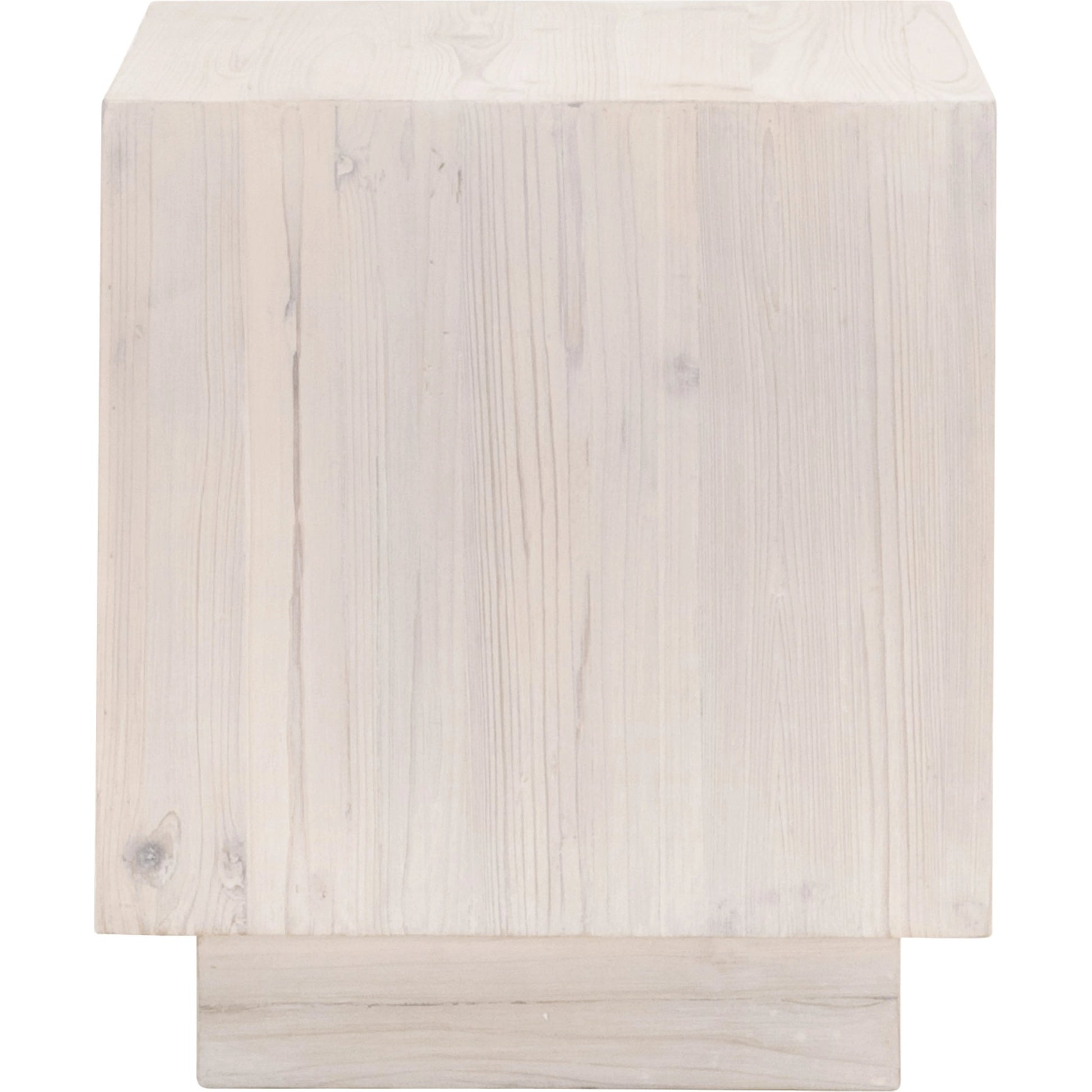 Montauk End Table by Essentials For Living in white wash pine. Made from solid reclaimed pine wood in a modern style.