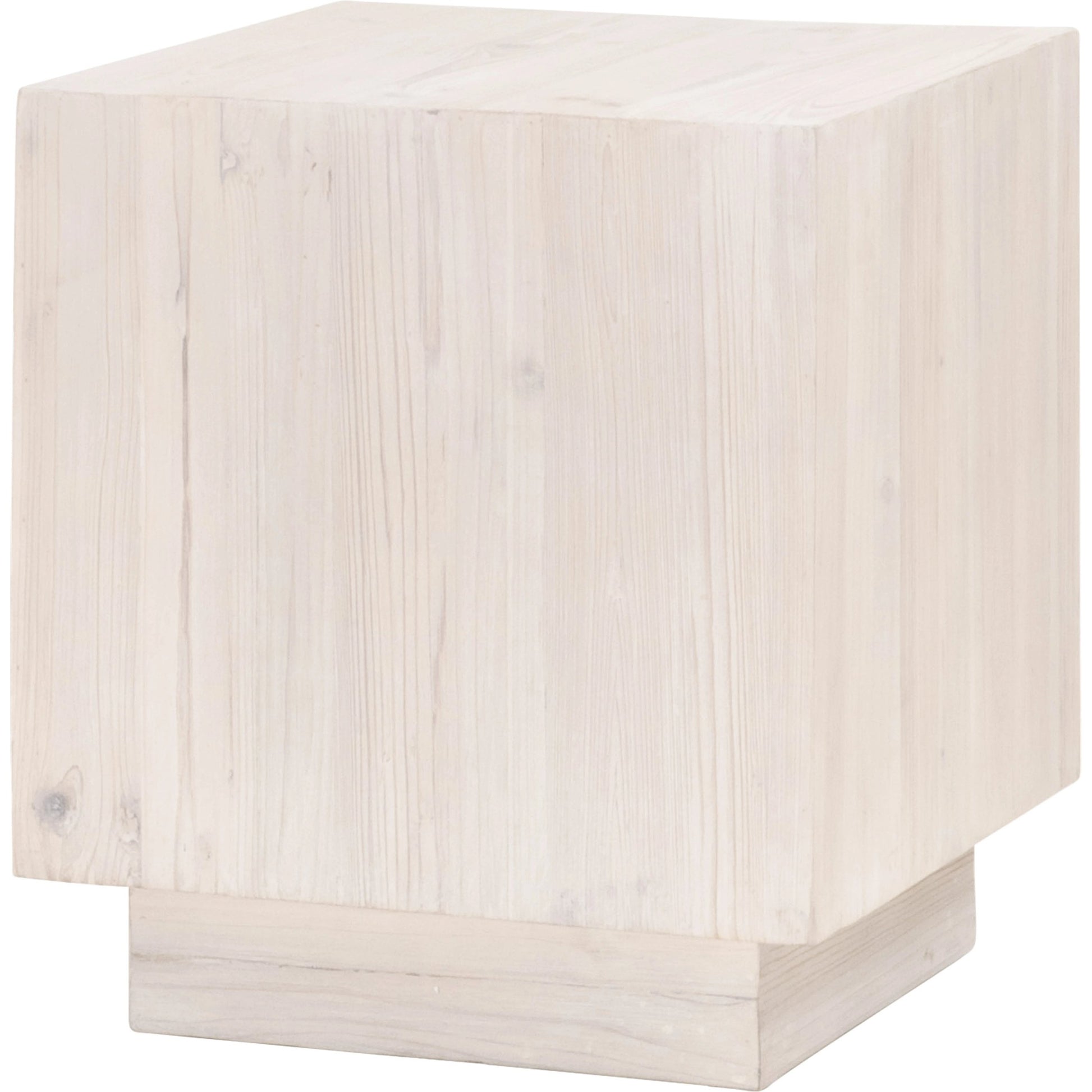 Montauk End Table by Essentials For Living in white wash pine. Made from solid reclaimed pine wood in a modern style.