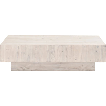 Montauk Coffee Table by Essentials For Living in white wash pine. Made from solid reclaimed pine wood in a modern style.