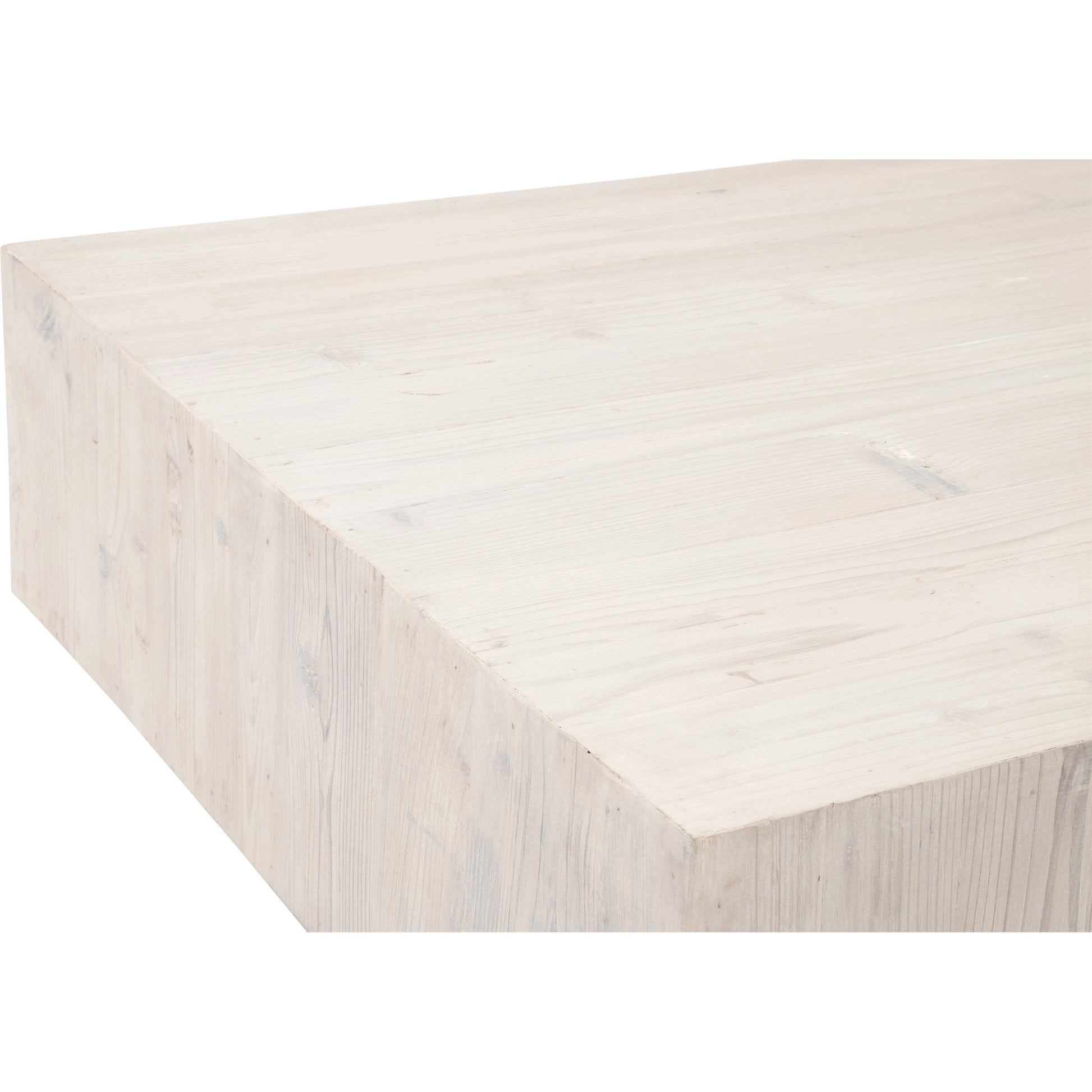 Montauk Coffee Table by Essentials For Living in white wash pine. Made from solid reclaimed pine wood in a modern style.