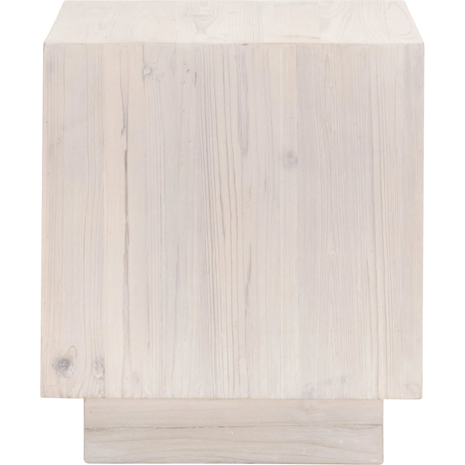 Montauk End Table by Essentials For Living in white wash pine. Made from solid reclaimed pine wood in a modern style.