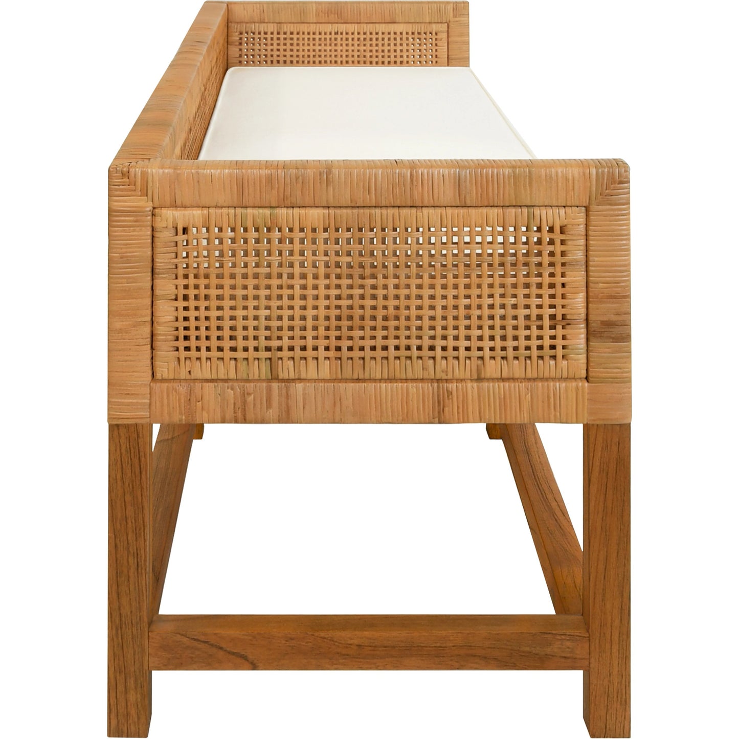 003 SI-2106334 | Additional Silo | Monterey Cane Bench by Worlds Away in ivory and natural cane. Made from linen, cane in a cottage & farmhouse style.