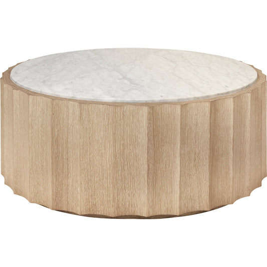 Moore Round Coffee Table by Worlds Away in cerused oak. Made from mdf, solid wood in a unique style.