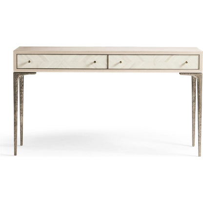 Tideline Console Table by Jonathan Charles in natural dyed koto. Made from main koto veneer in a unique style.