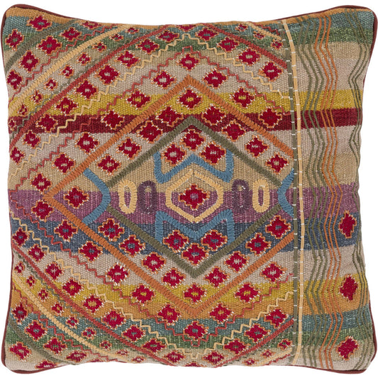 Monetta Pillow - 32953 by Surya in bright red, peach, burnt orange, bright blue, dark green, dark purple, khaki, grass green, teal, saffron, bright yellow, dark blue, bright purple, dark red. Made from 100% cotton 