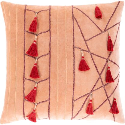 Moira Pillow - 17755 by Surya in dusty coral, red, burgundy. Made from 100% cotton in a traditional style.