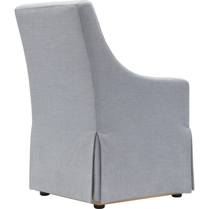 Morada Dining Chair by Surya in gray. Made from polyester, linen, rubber wood, polyester wrapped foam, polyfill in a transitional style.