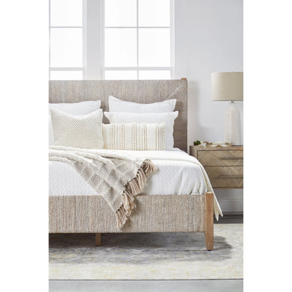 Mosaic Nightstand by Essentials For Living in natural gray, brushed stainless steel. Made from wood in a modern style.