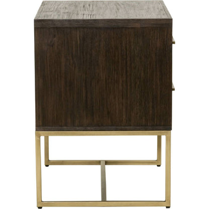 Mosaic Nightstand by Essentials For Living in natural gray, brushed stainless steel. Made from wood in a modern style.
