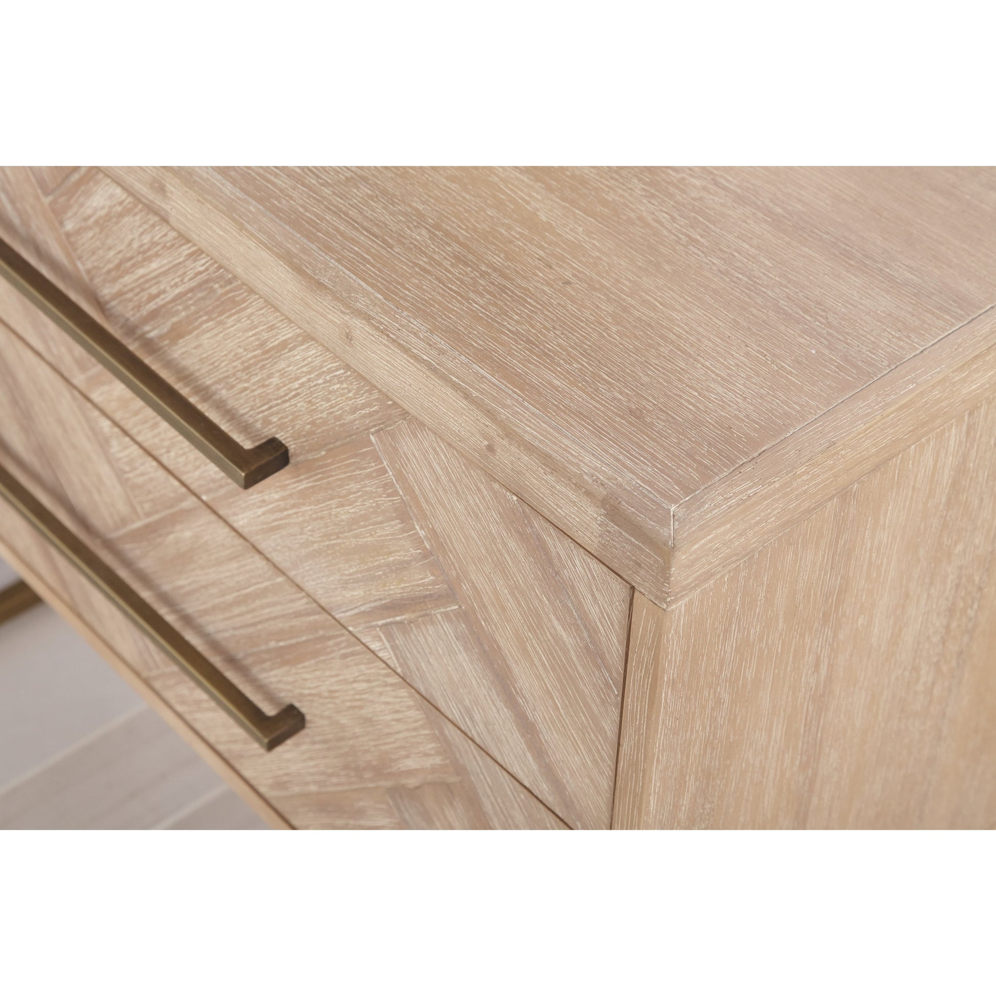 Mosaic Nightstand by Essentials For Living in natural gray, brushed stainless steel. Made from wood in a modern style.