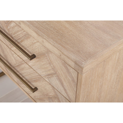 Mosaic Nightstand by Essentials For Living in natural gray, brushed stainless steel. Made from wood in a modern style.