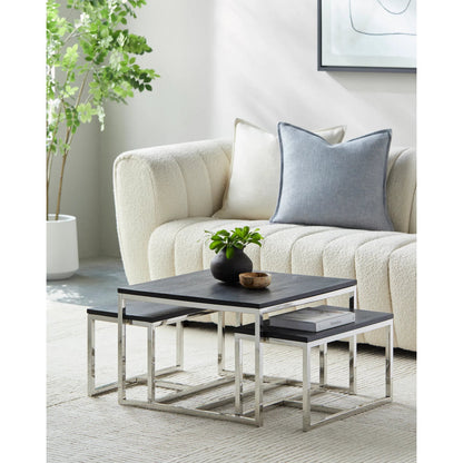 Morwell - 32783 (Set of 3) by Surya in black, metallic silver and metallicsandblasted. Made from top: wood, base: stainless steel in a modern style.