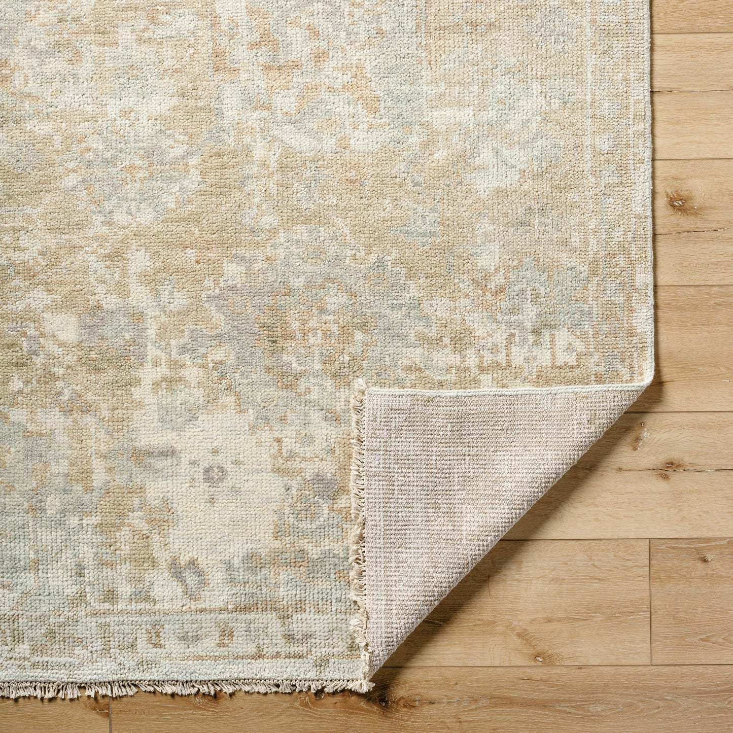003 SI-2132865,SI-2132866,SI-2132867,SI-2132868 | Closeup | Monterey MOY-2305 Rug by Surya in beige, sandstone, pale sage, ivory. Made from face: 100% wool, warp: 100% cotton in a unique style.