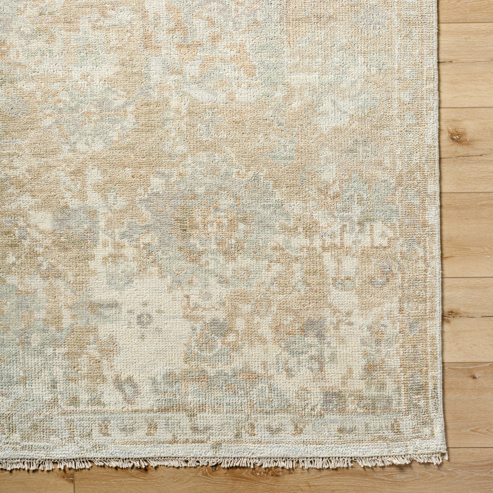 Monterey MOY-2305 Rug by Surya in beige, sandstone, pale sage, ivory. Made from face: 100% wool, warp: 100% cotton in a unique style.