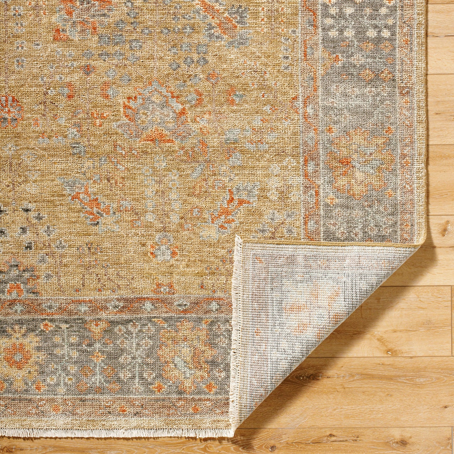 001 SI-2165448,SI-2165449,SI-2165450,SI-2165451 | Closeup | Monterey MOY-2306 Rug by Surya in sage, slate gray, terracotta, sandstone, dusty blue. Made from wool in a unique style.