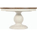 Americana Round Pedestal Dining Table by Hooker Furniture. Made from oak veneers, resin with solid-wood edge top in a cottage & farmhouse style.