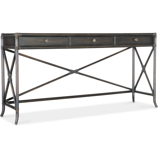 Retreat Pole Rattan Console by Hooker Furniture. Made from oak, maple veneers with rope in a cottage & farmhouse style.