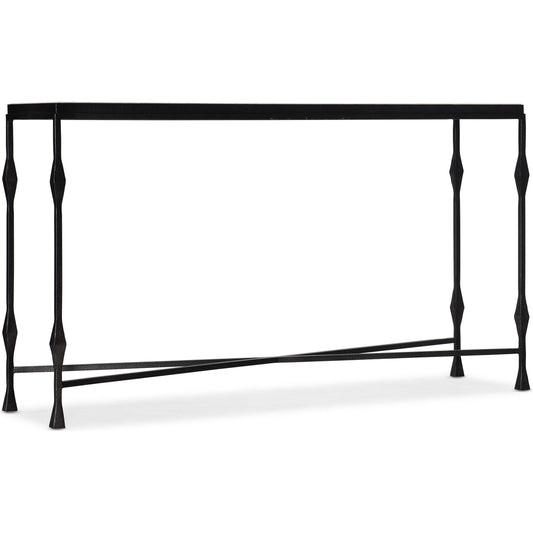 Commerce & Market Metal-Wood Console Table by Hooker Furniture in black. Made from white travertine stone, carbon steel in a transitional style.