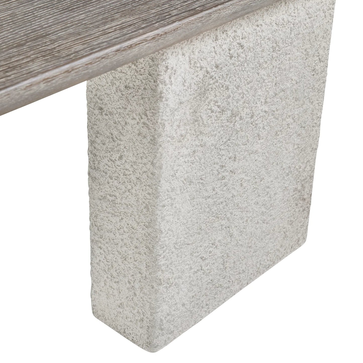 006 SI-2534114 | Closeup | Monolith Console Table by Bernhardt in brown. Made from wood, faux stone, resin in a unique style.