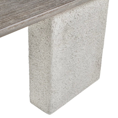 Monolith Console Table by Bernhardt in brown. Made from wood, faux stone, resin in a unique style.