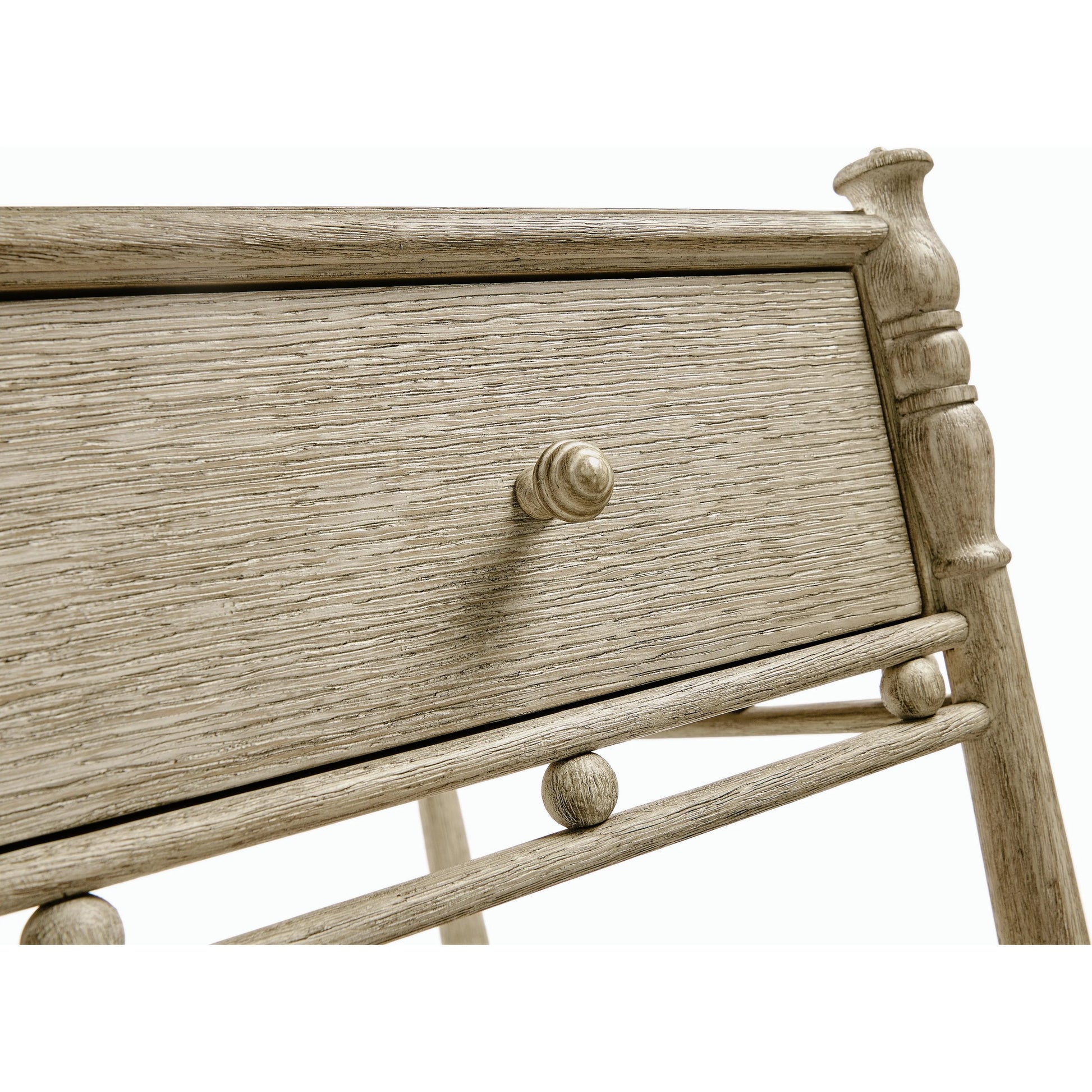 Morris Bedside Table by Jonathan Charles in light brown and washed grey oak. Made from oak in a modern style.