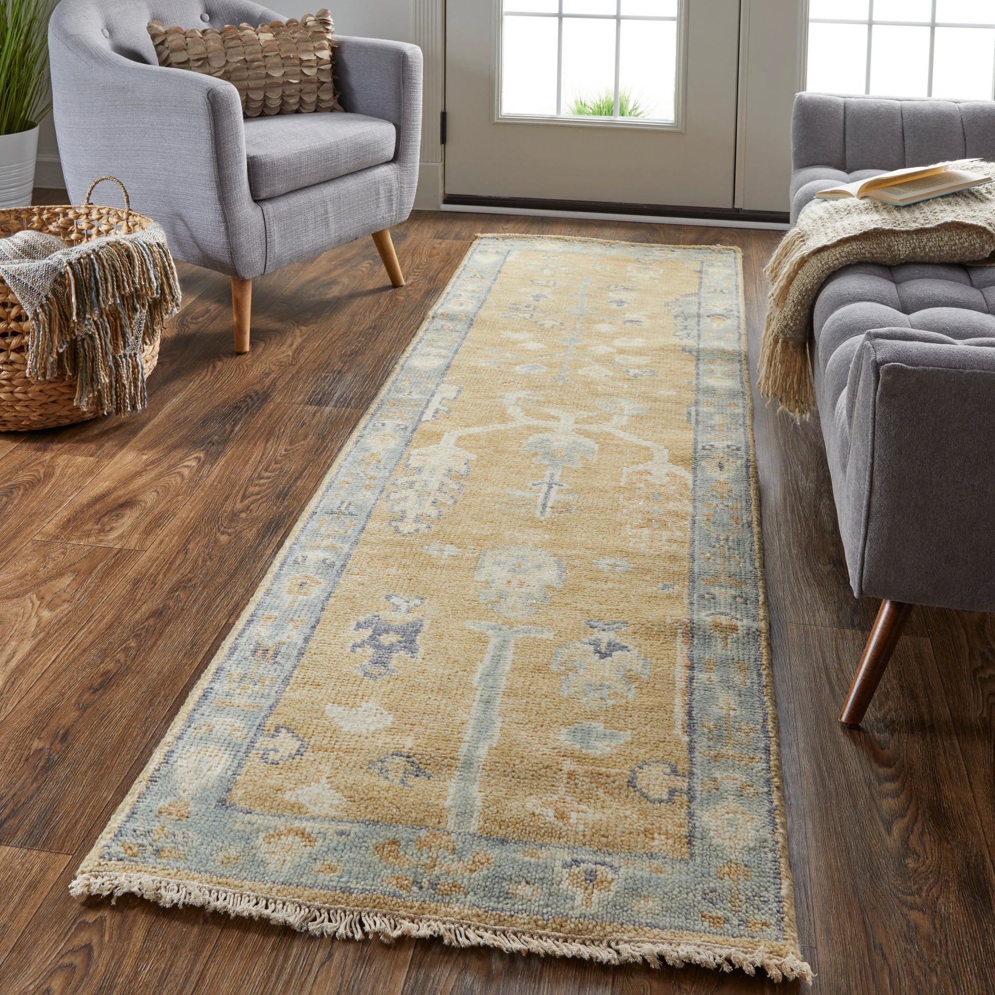 Carrington Traditional Oriental Rug - 6501F by Feizy in gold, blue, gray. Made from wool in a unique style.