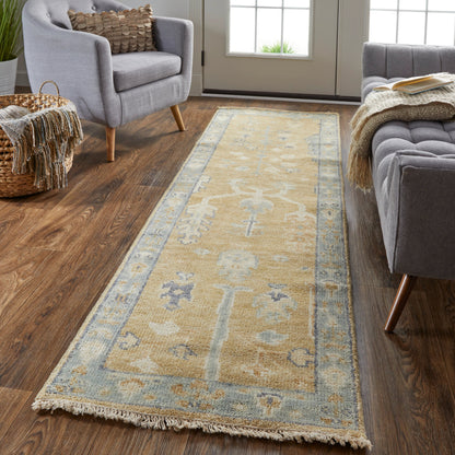 Carrington Traditional Oriental Rug - 6501F by Feizy in gold, blue, gray. Made from wool in a unique style.