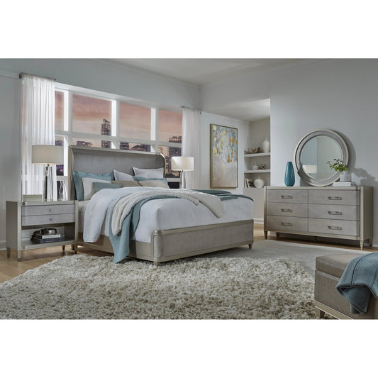 Zoey Open Nightstand by Pulaski Furniture in champagne. Made from poplar wood, mdf, primavera veneers in a modern style.
