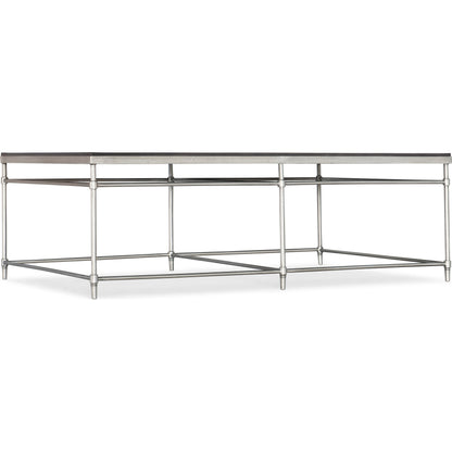 St. Armand Cocktail Table by Hooker Furniture. Made from acacia solids with round metal tube, metal sheet in a modern style.