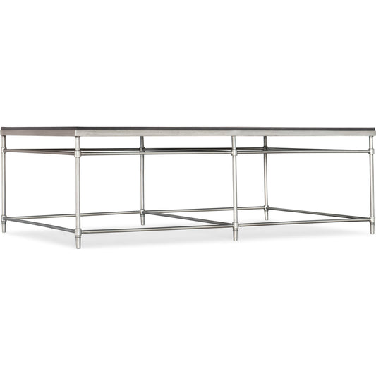 St. Armand Cocktail Table by Hooker Furniture. Made from acacia solids with round metal tube, metal sheet in a modern style.