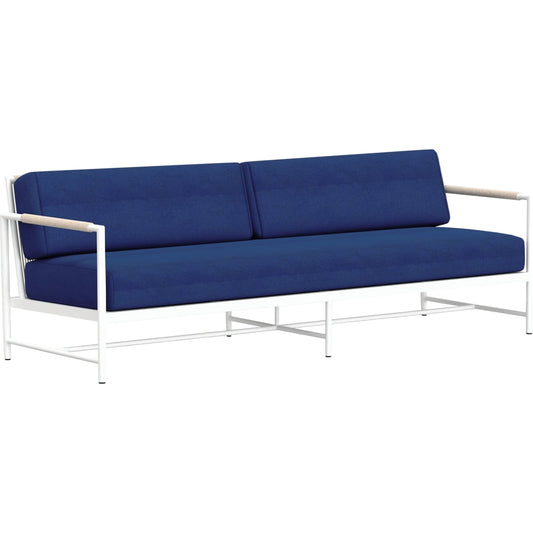 Sabbia Outdoor Sofa by Sunset West in white. Made from olefin rope in a coastal style.