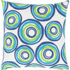 Bright Blue, Grass Green, Dark Blue, White / Down Feather / 20" x 20"