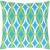Bright Blue, Grass Green, White / Down Feather / 18" x 18"