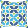 Bright Blue, Grass Green, Dark Blue, White / Down Feather / 18" x 18"