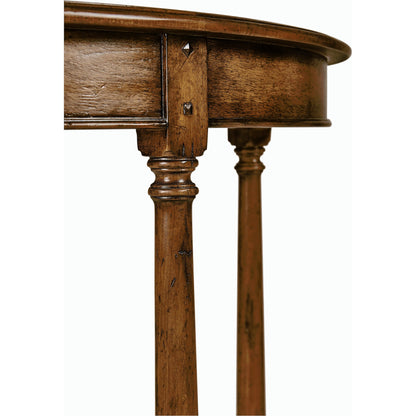 Casually Country Walnut Demilune Console Table by Jonathan Charles in country farmhouse walnut. Made from acacia in a traditional style.