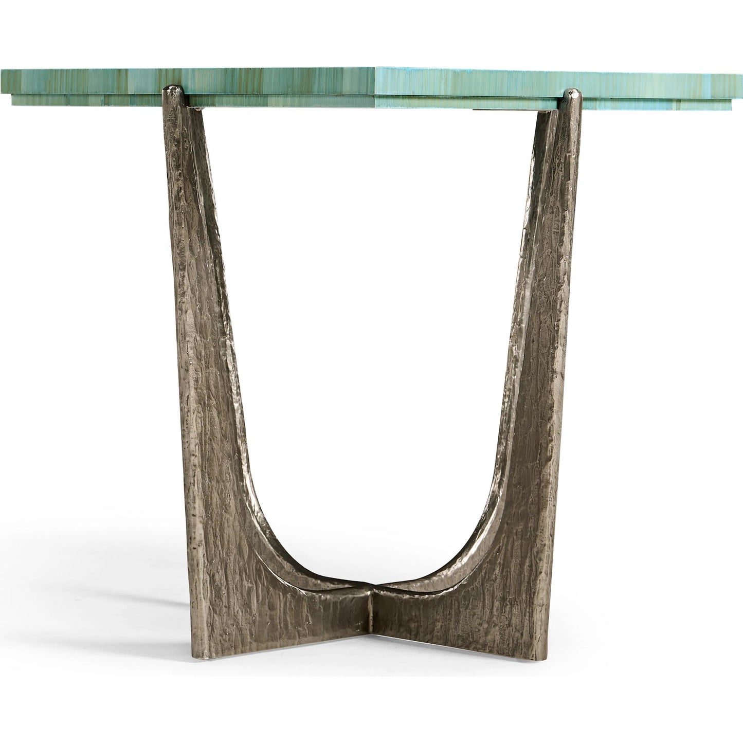 003 SI-2252662 | Additional Silo | Seaglass End Table by Jonathan Charles in blue and blue straw. Made from stainless steel, plywood, straw in a eclectic & global style.