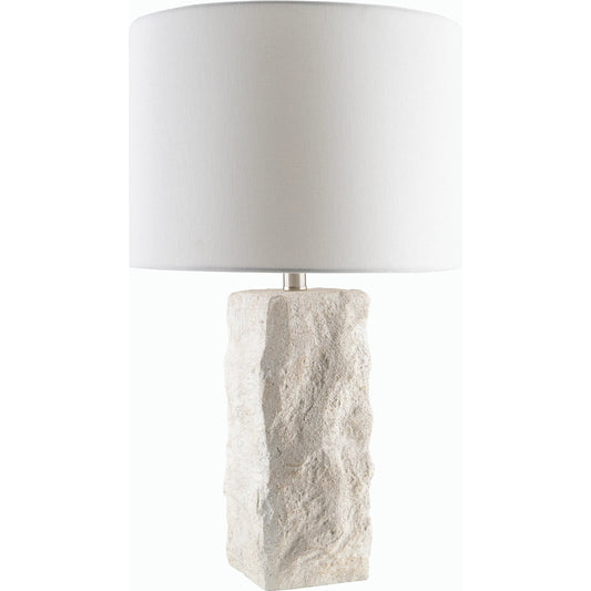 Marie Accent Table Lamp - 535752 by Livabliss in body: white, shade: white, finial: metallic - silver, harp: metallic - nickel, cord: translucent and naturalplated. Made from resin, linen, polystyrene, iron in a modern style