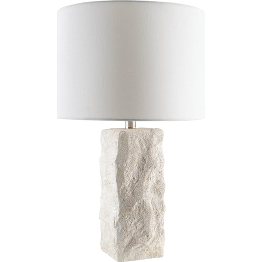 Marie Accent Table Lamp - 535752 by Livabliss in body: white, shade: white, finial: metallic - silver, harp: metallic - nickel, cord: translucent and naturalplated. Made from resin, linen, polystyrene, iron in a modern style