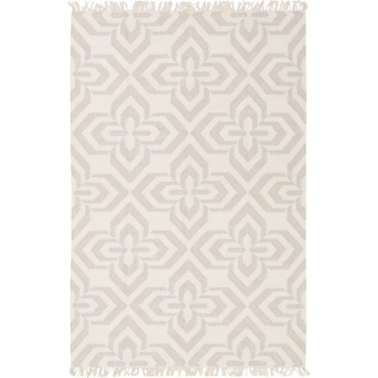 Marinda Rug - 12877 by Surya in ivory, light brown, metallic silver. Made from 90% wool, 10% metallic in a unique style.