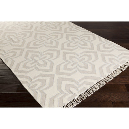 Marinda MRI-8001 Rug by Surya in ivory, light brown, metallic silver. Made from 90% wool, 10% metallic in a unique style.