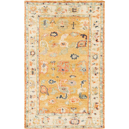 Marrakech Rug - 29600 by Surya in mustard, tan, dark blue, lilac, pale blue, dusty coral. Made from 100% wool in a unique style.
