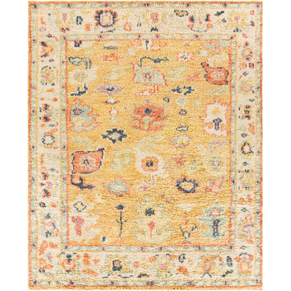 Marrakech Rug - 29600 by Surya in mustard, tan, dark blue, lilac, pale blue, dusty coral. Made from 100% wool in a unique style.