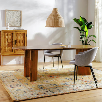 Marrakech Rug - 29600 by Surya in mustard, tan, dark blue, lilac, pale blue, dusty coral. Made from 100% wool in a unique style.