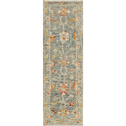 Marrakech Rug - 29603 by Surya in charcoal, mustard, rust, pale blue, light gray, light beige. Made from 100% wool in a unique style.