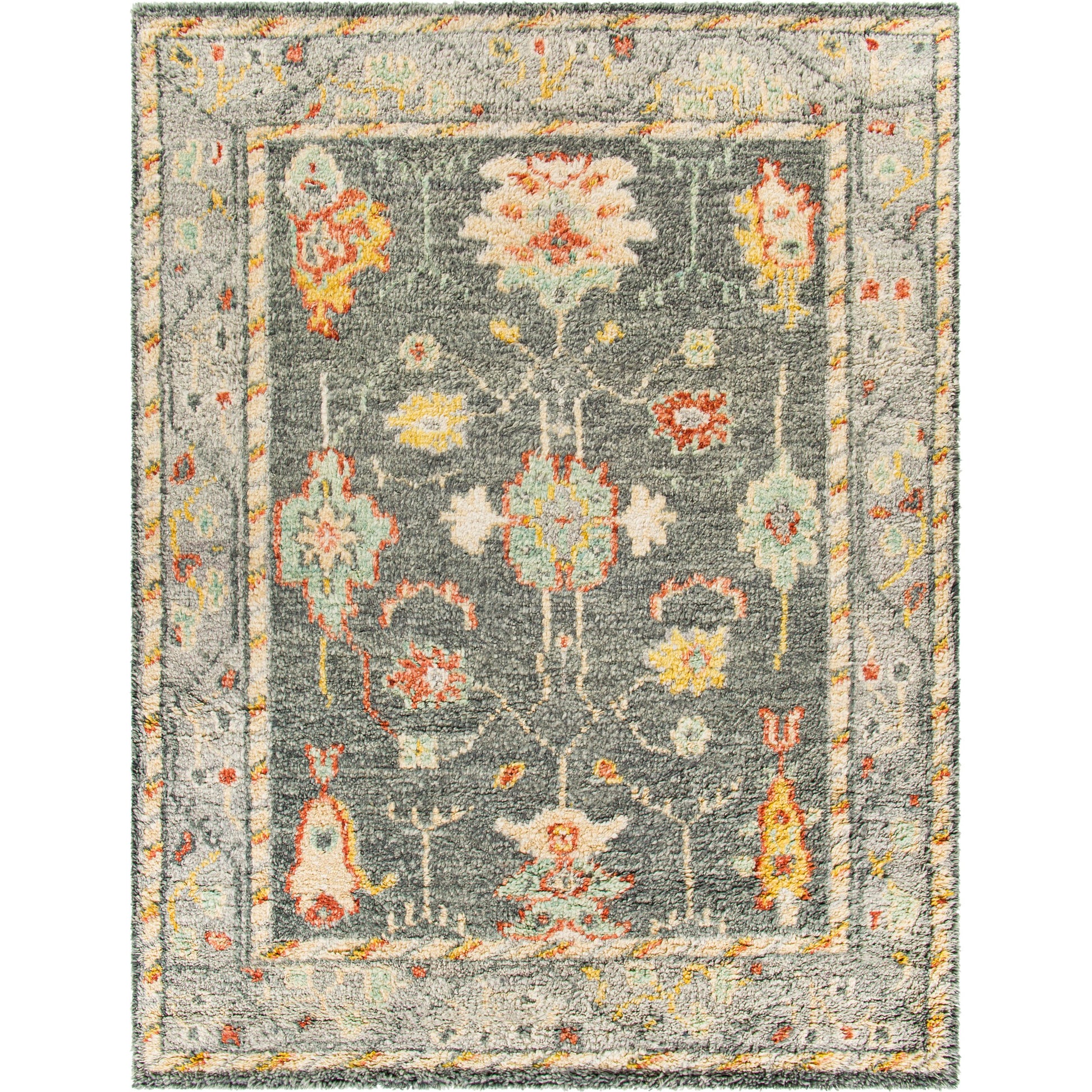 Marrakech Rug - 29603 by Surya in charcoal, mustard, rust, pale blue, light gray, light beige. Made from 100% wool in a unique style.