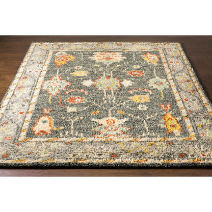 Marrakech Rug - 29603 by Surya in charcoal, mustard, rust, pale blue, light gray, light beige. Made from 100% wool in a unique style.